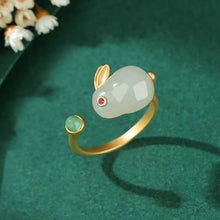 Load image into Gallery viewer, Natural Stone Gold-Plated Rabbit Ring