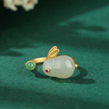 Load image into Gallery viewer, Natural Stone Gold-Plated Rabbit Ring