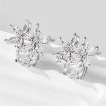 Load image into Gallery viewer, Zircon 925 Sterling Silver Flower Stud Earrings