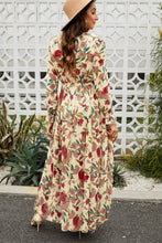 Load image into Gallery viewer, Floral Frill Trim Flounce Sleeve Plunge Maxi Dress