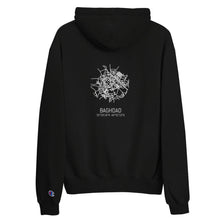 Load image into Gallery viewer, Show off your heritage and culture with this Baghdad Iraq Champion hoodie now available in UK and US! The colorful print on 100% cotton shell, two-ply hood with a colored lining, and the instantly recognizable Champion logo on left sleeve all come together in this soft and durable hoodie that's made to last.