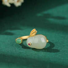 Load image into Gallery viewer, Natural Stone Gold-Plated Rabbit Ring

